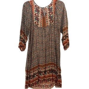 Bohemian Floral Print Dress Boho style size XL